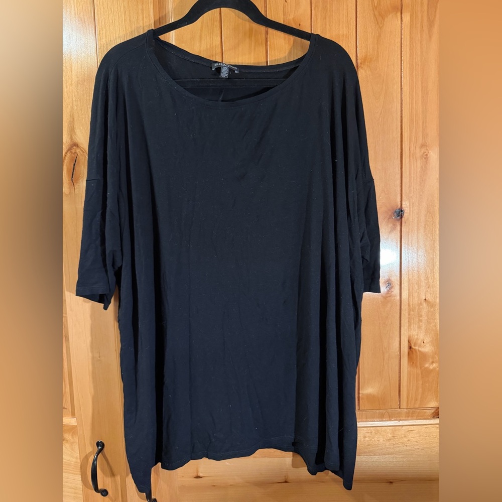 Eileen Fisher | Basic Black Oversized Tee | 2x